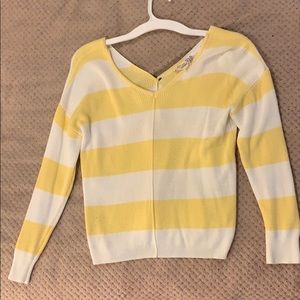 Yellow and white striped sweater